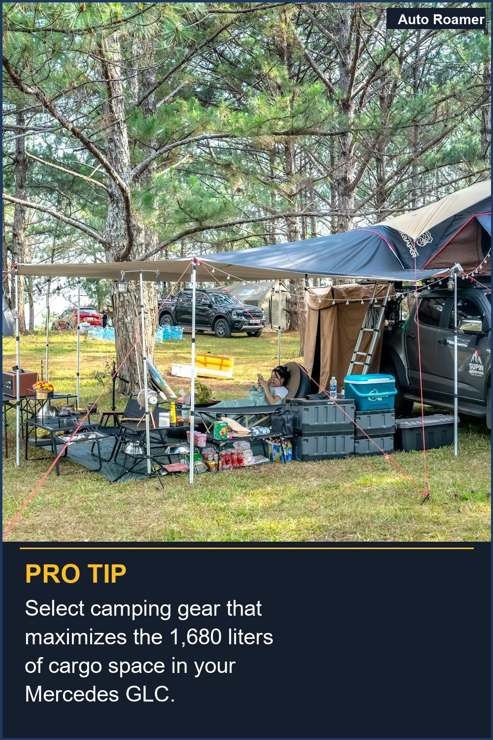 Select camping gear that maximizes the 1,680 liters of cargo space in your Mercedes GLC.