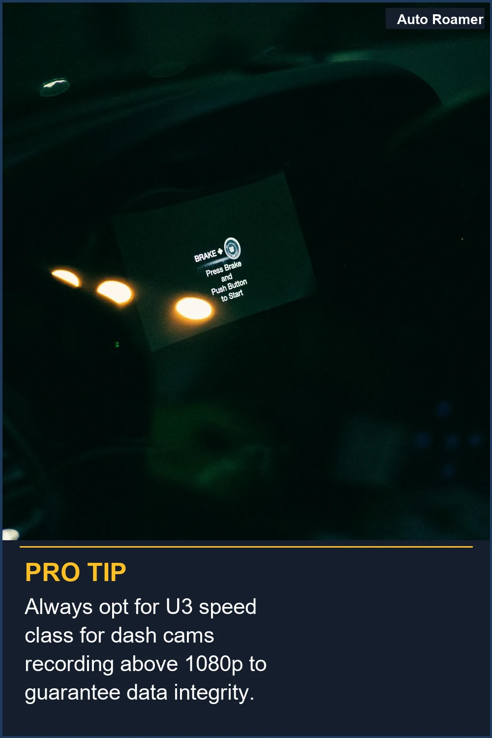 Always opt for U3 speed class for dash cams recording above 1080p to guarantee data integrity.
