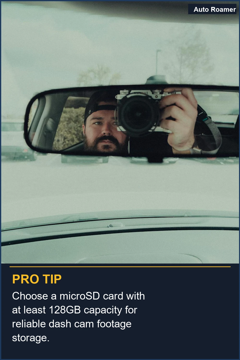 Choose a microSD card with at least 128GB capacity for reliable dash cam footage storage.