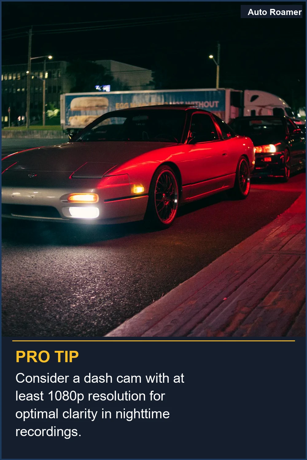 Consider a dash cam with at least 1080p resolution for optimal clarity in nighttime recordings.