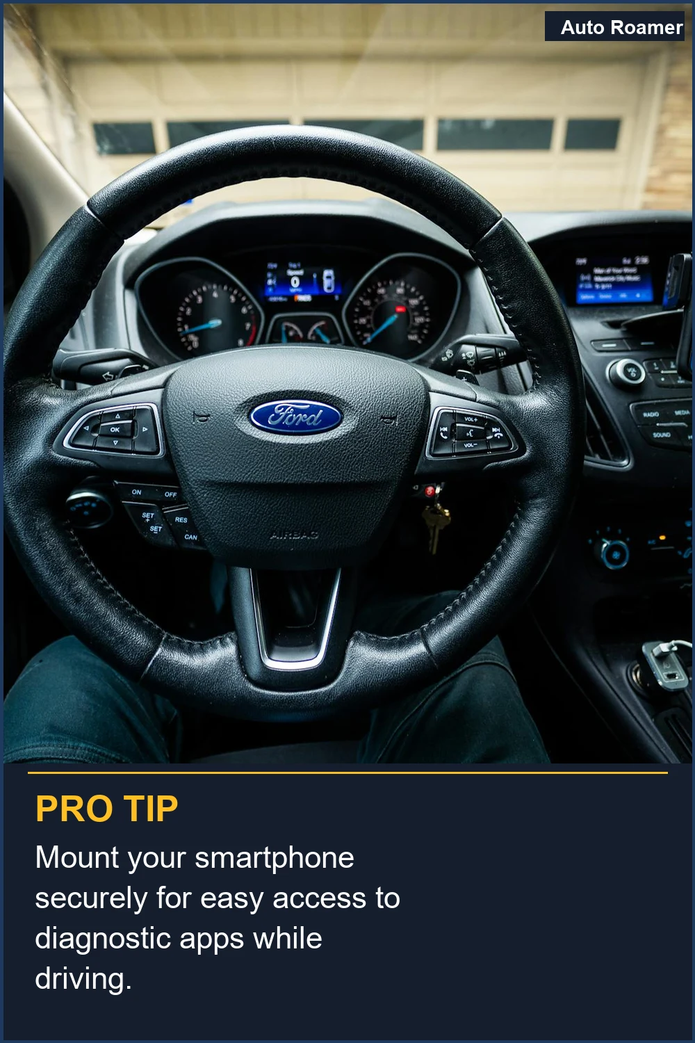 Monta tu smartphone de forma segura para acceder fácilmente a las aplicaciones de diagnóstico mientras conduces.