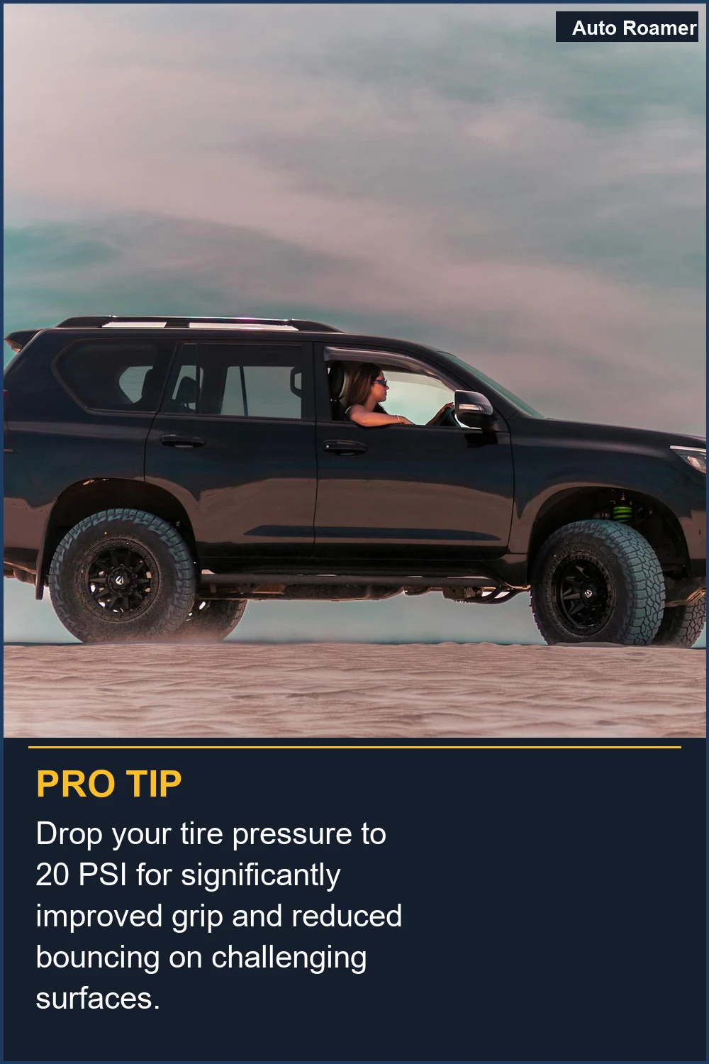 Drop your tire pressure to 20 PSI for significantly improved grip and reduced bouncing on challenging surfaces.