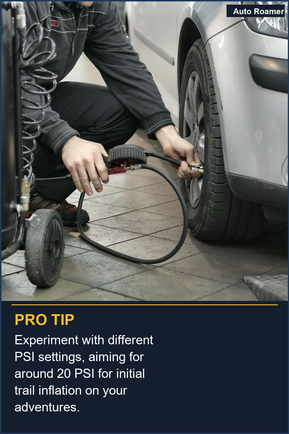 Experiment with different PSI settings, aiming for around 20 PSI for initial trail inflation on your adventures.