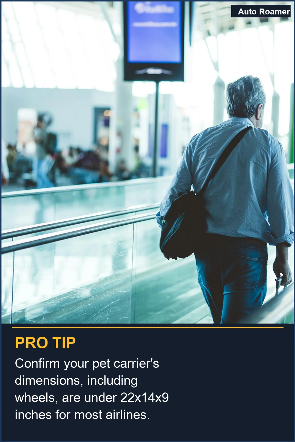 Confirm your pet carrier's dimensions, including wheels, are under 22x14x9 inches for most airlines.