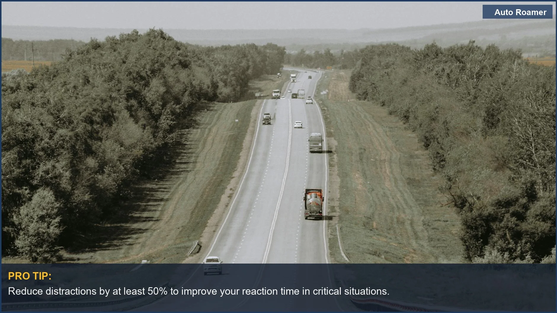 Distracted driver using smartphone, demonstrating the danger of reduced reaction time in traffic.