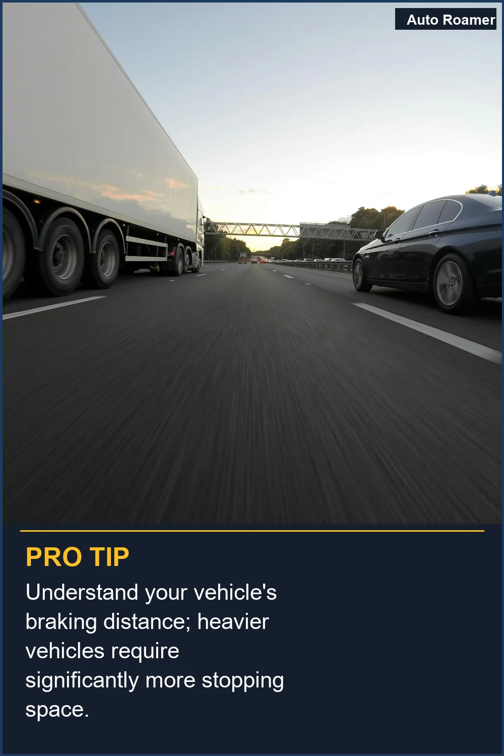 Comprende la distancia de frenado de tu vehículo; los vehículos más pesados requieren un espacio de parada significativamente mayor.