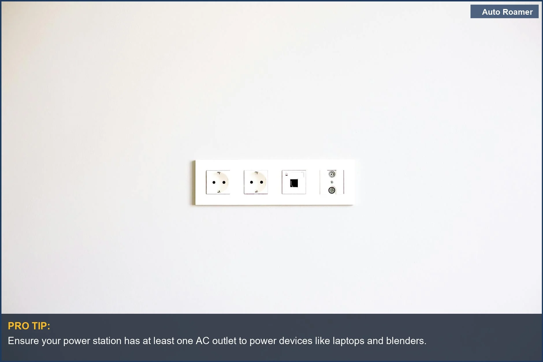 Modern AC power outlets on a clean white wall, illustrating common power station ports for home appliances.