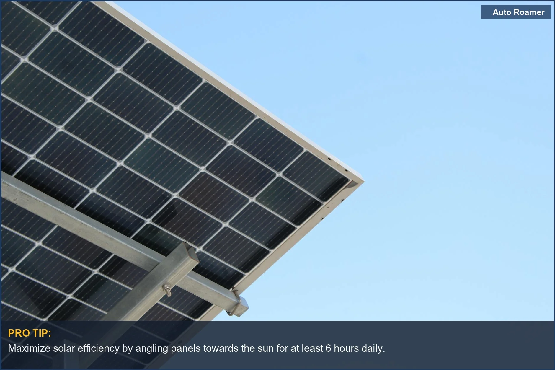 Modern solar panel charging with a bright blue sky, offering sustainable 12v stove power on your next camping trip.