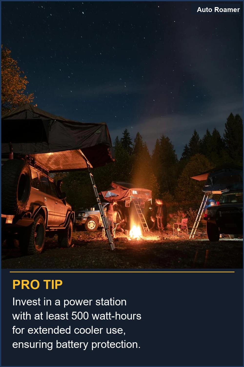 Invierte en una estación de energía con al menos 500 vatios-hora para un uso prolongado de la nevera, asegurando la protección de la batería.