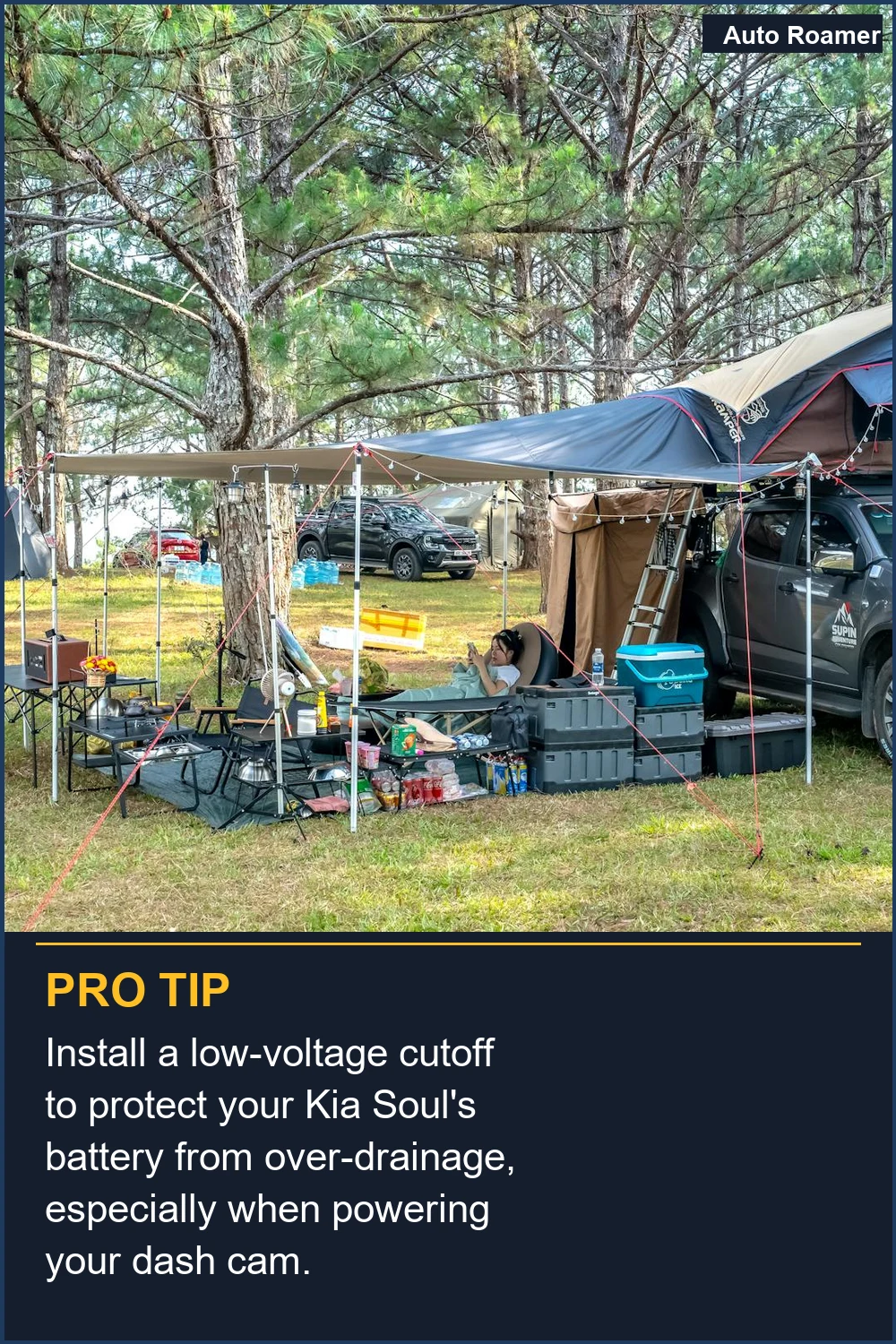 Install a low-voltage cutoff to protect your Kia Soul's battery from over-drainage, especially when powering your dash cam.