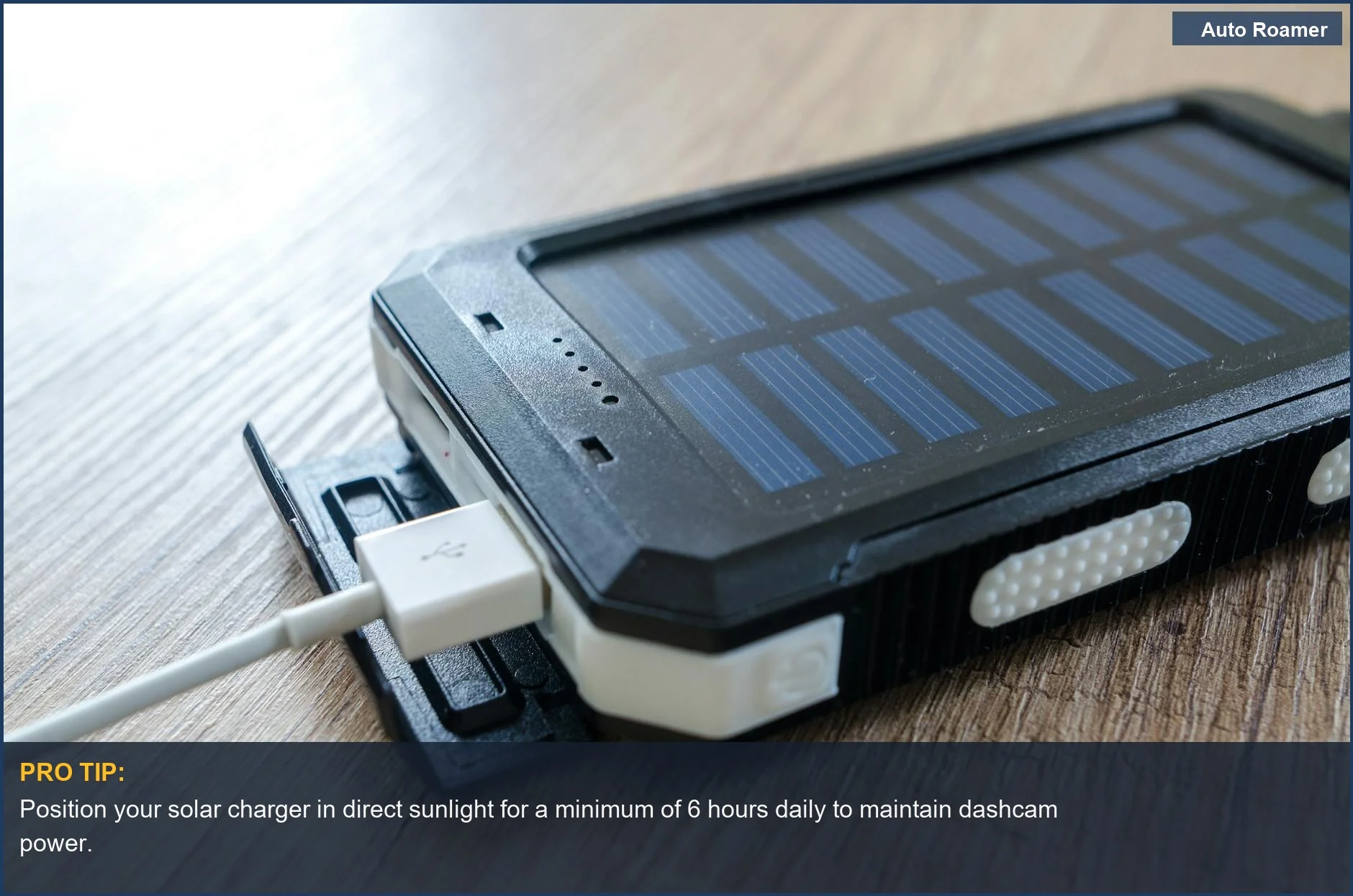 Solar charger with USB ports, a crucial car camping power solution for electronics.