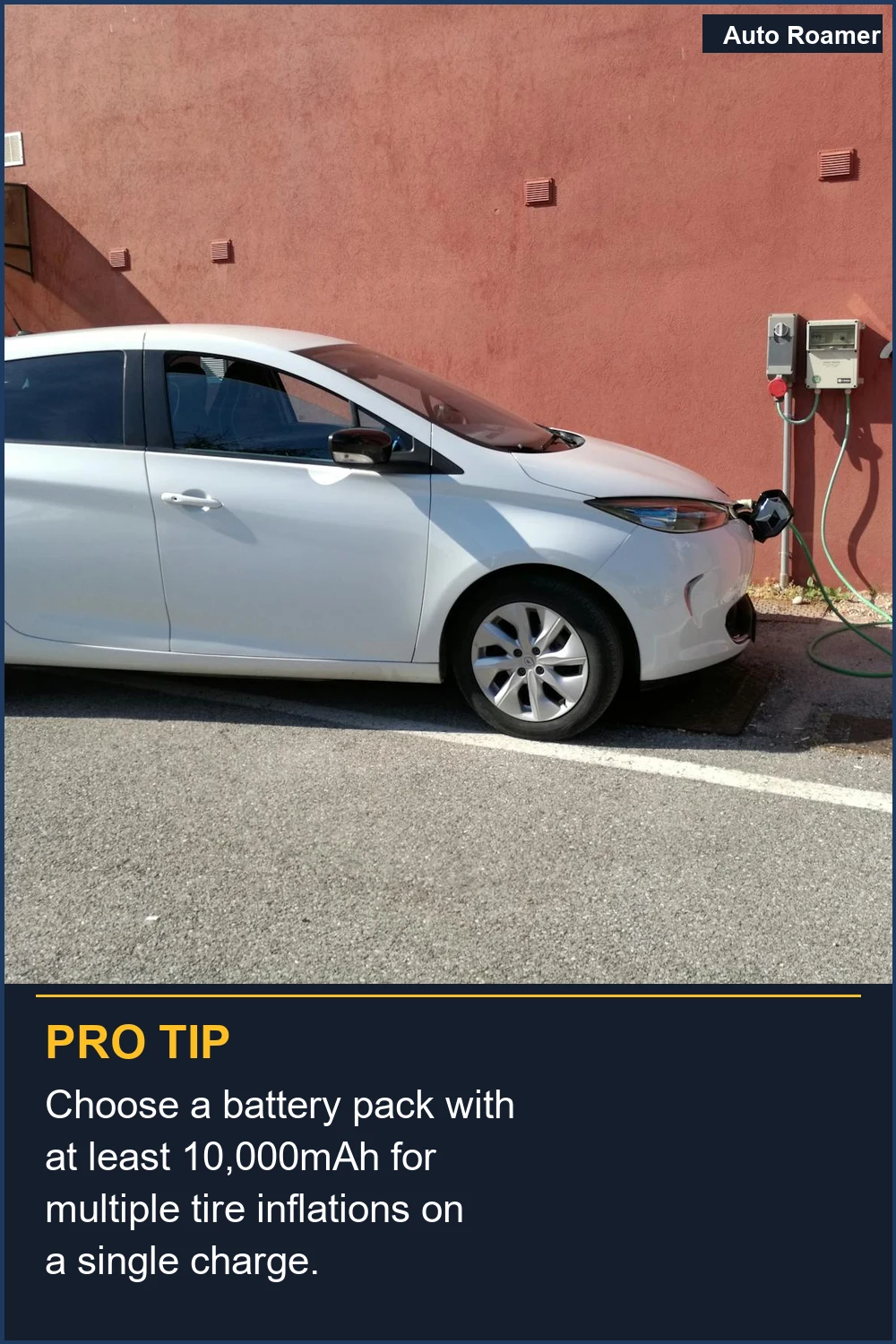 Choose a battery pack with at least 10,000mAh for multiple tire inflations on a single charge.