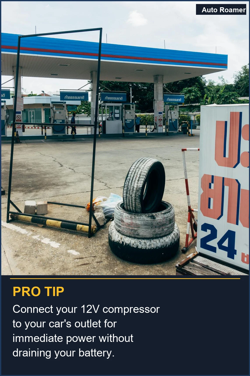 Connect your 12V compressor to your car's outlet for immediate power without draining your battery.