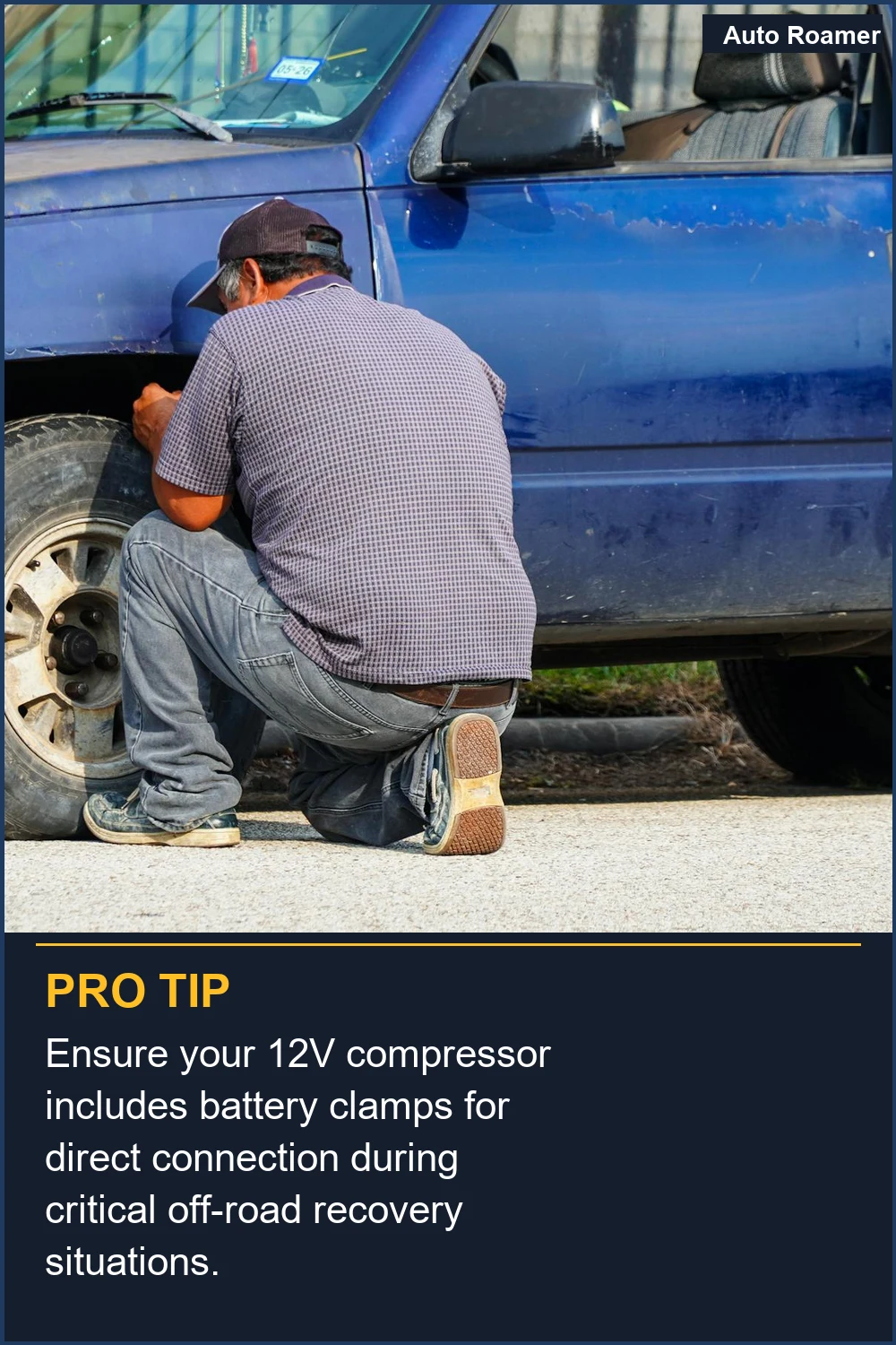 Ensure your 12V compressor includes battery clamps for direct connection during critical off-road recovery situations.