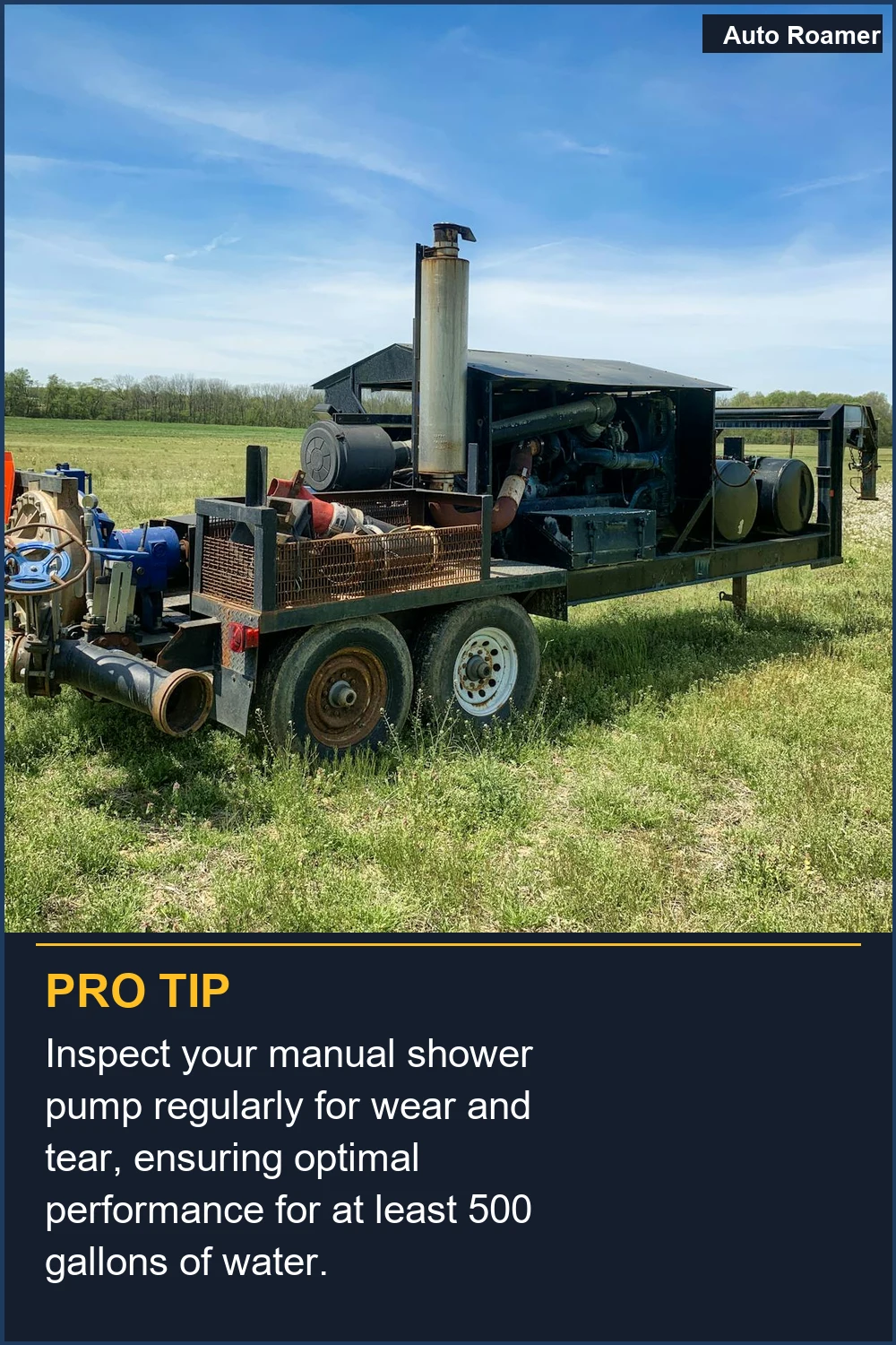 Inspect your manual shower pump regularly for wear and tear, ensuring optimal performance for at least 500 gallons of water.