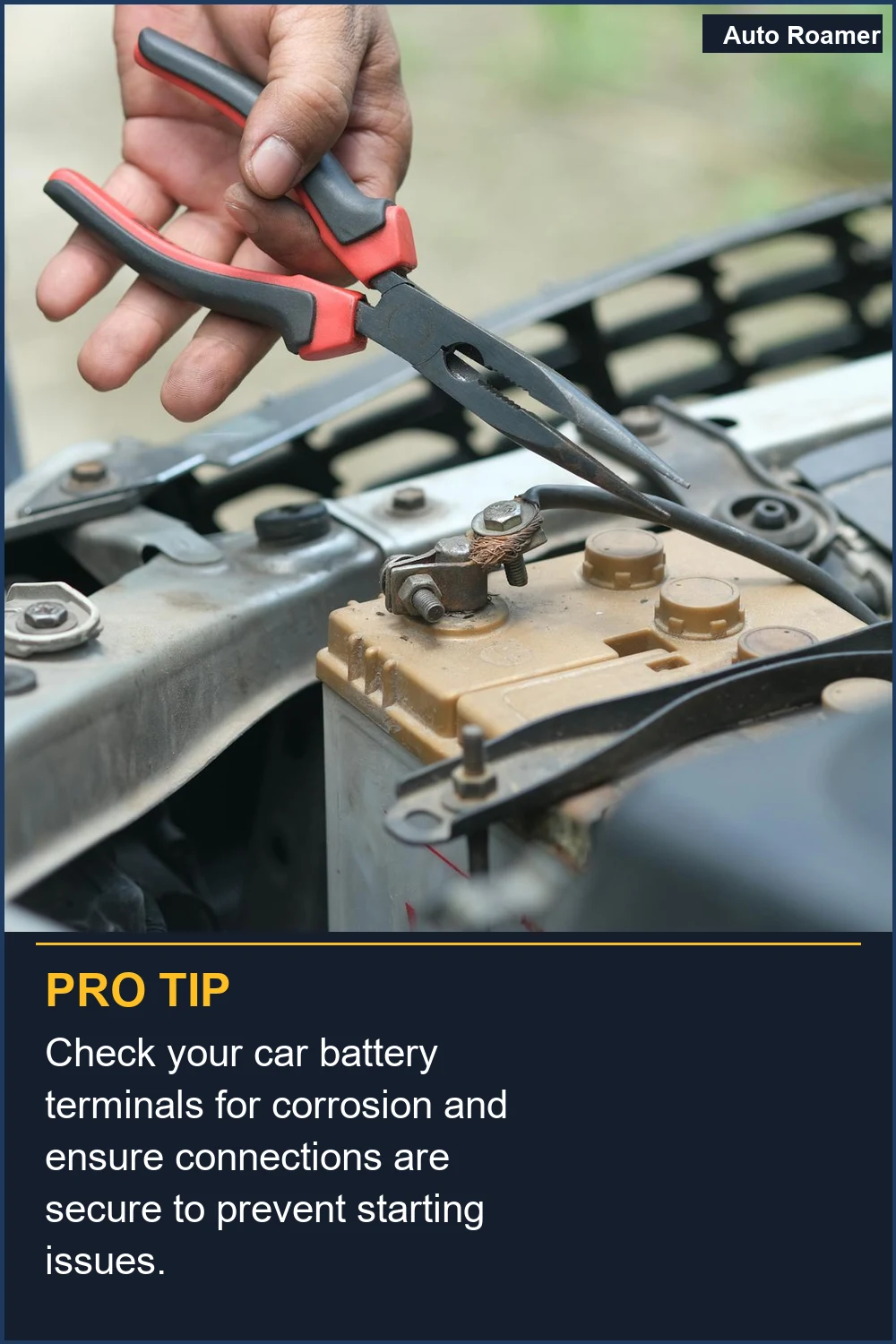 Check your car battery terminals for corrosion and ensure connections are secure to prevent starting issues.