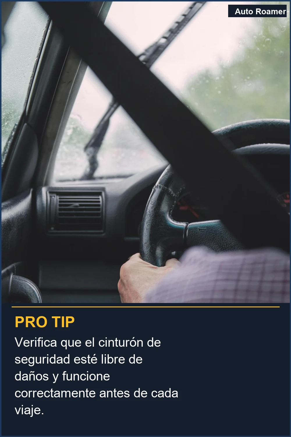 Verifica que el cinturón de seguridad esté libre de daños y funcione correctamente antes de cada viaje.