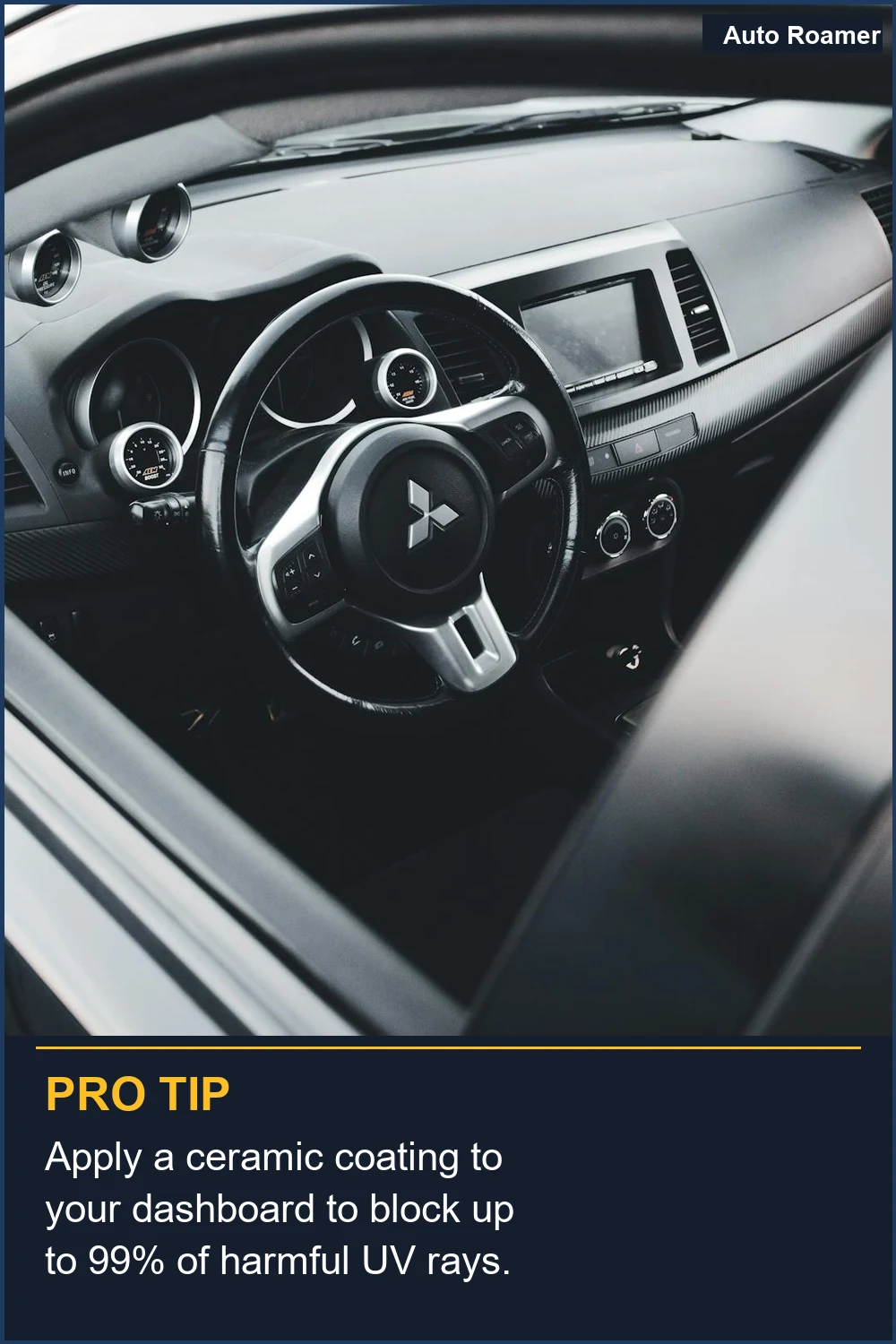 Aplica un recubrimiento cerámico a tu salpicadero para bloquear hasta el 99% de los dañinos rayos UV.