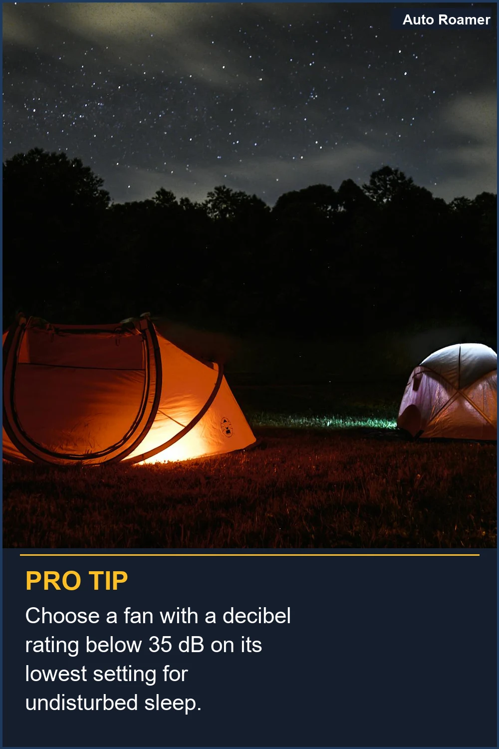 Choose a fan with a decibel rating below 35 dB on its lowest setting for undisturbed sleep.