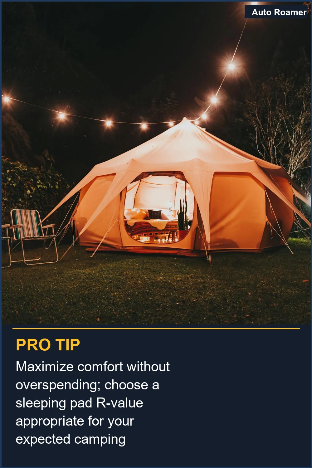 Maximize comfort without overspending; choose a sleeping pad R-value appropriate for your expected camping temperatures.
