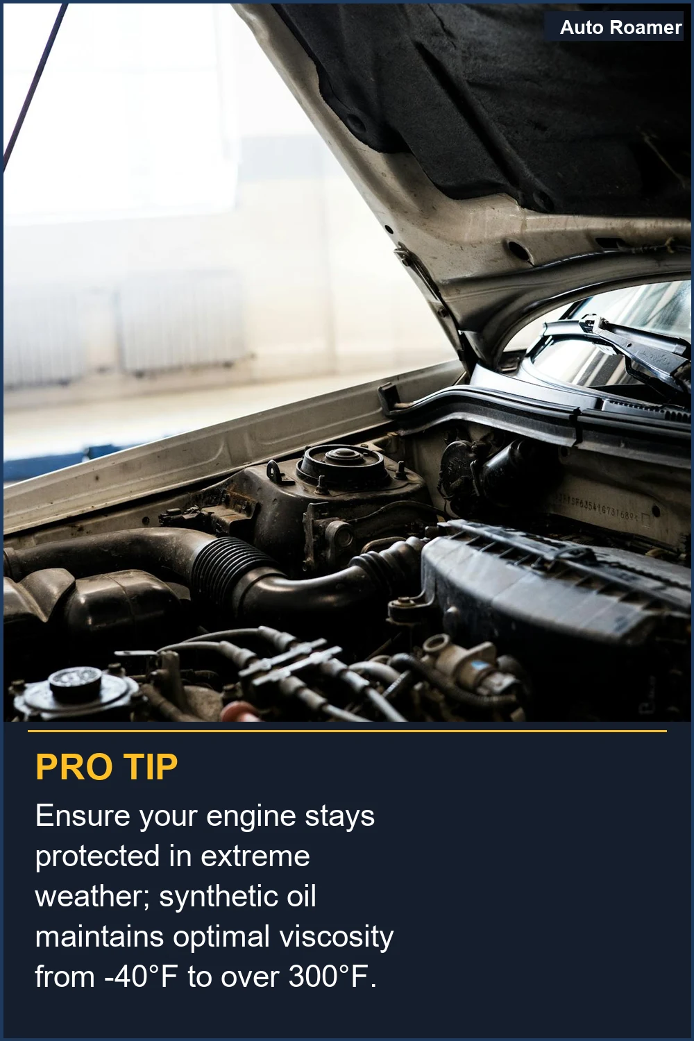 Ensure your engine stays protected in extreme weather; synthetic oil maintains optimal viscosity from -40°F to over 300°F.