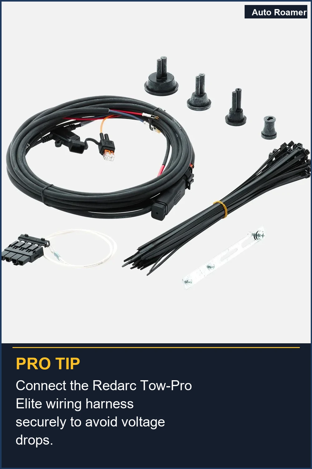 Connect the Redarc Tow-Pro Elite wiring harness securely to avoid voltage drops.