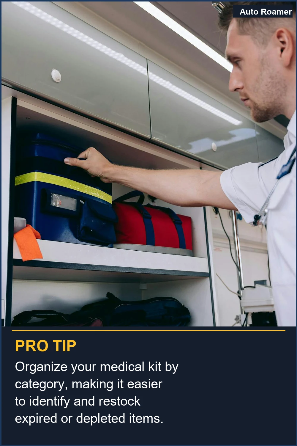 Organize your medical kit by category, making it easier to identify and restock expired or depleted items.