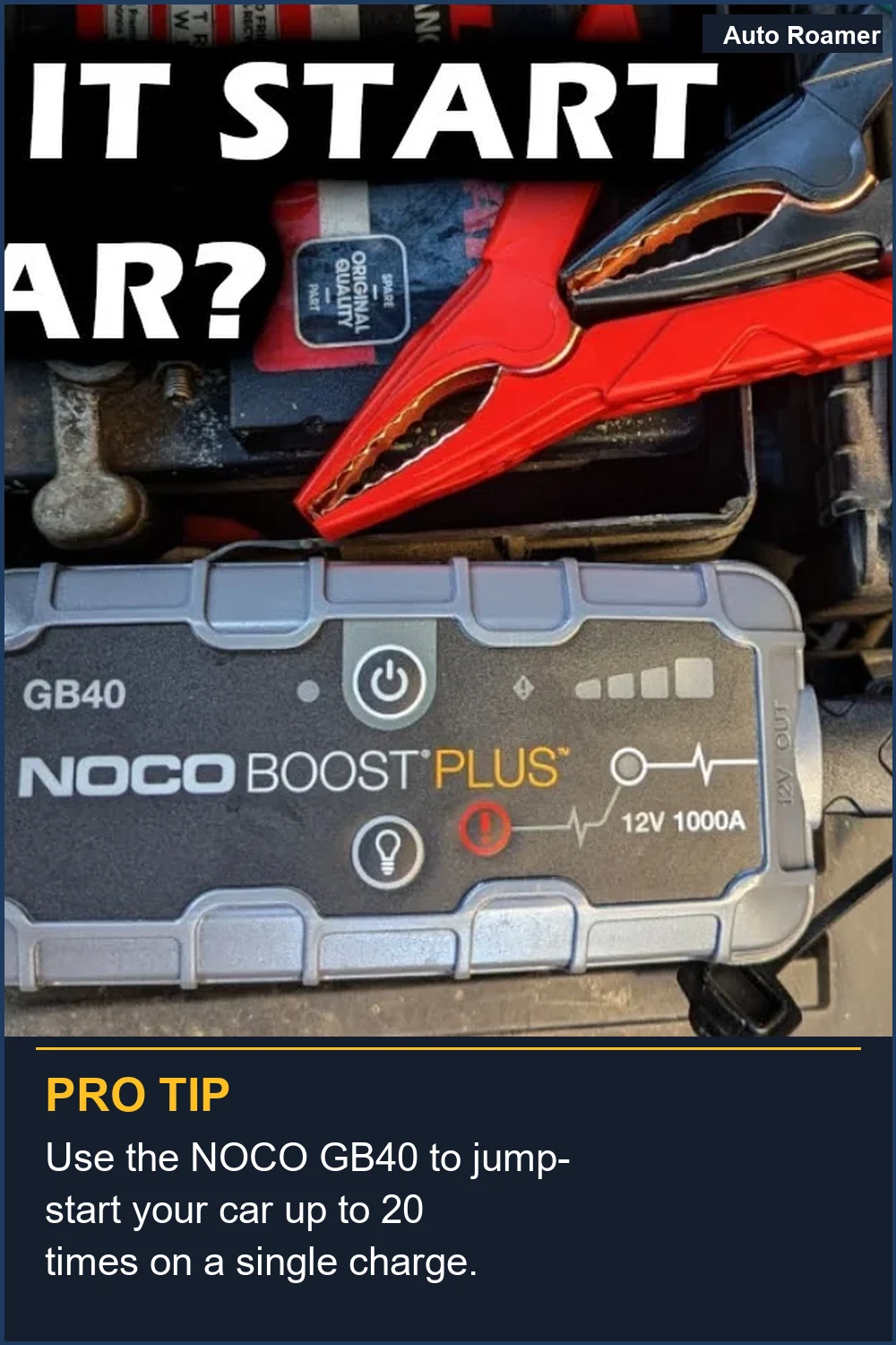 Use the NOCO GB40 to jump-start your car up to 20 times on a single charge.