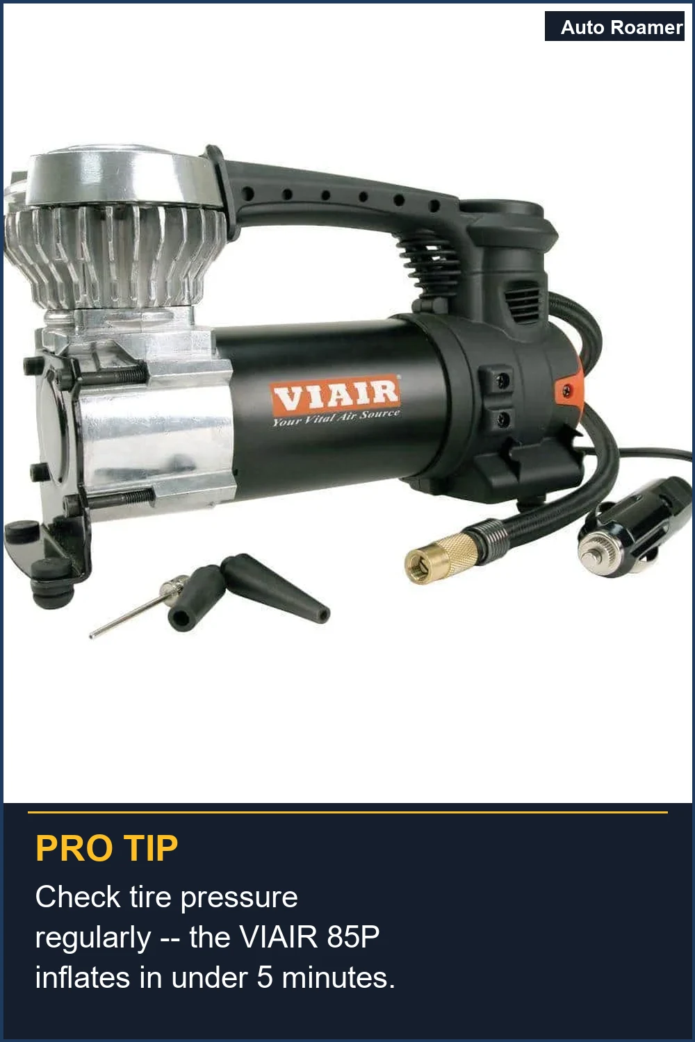 Check tire pressure regularly -- the VIAIR 85P inflates in under 5 minutes.