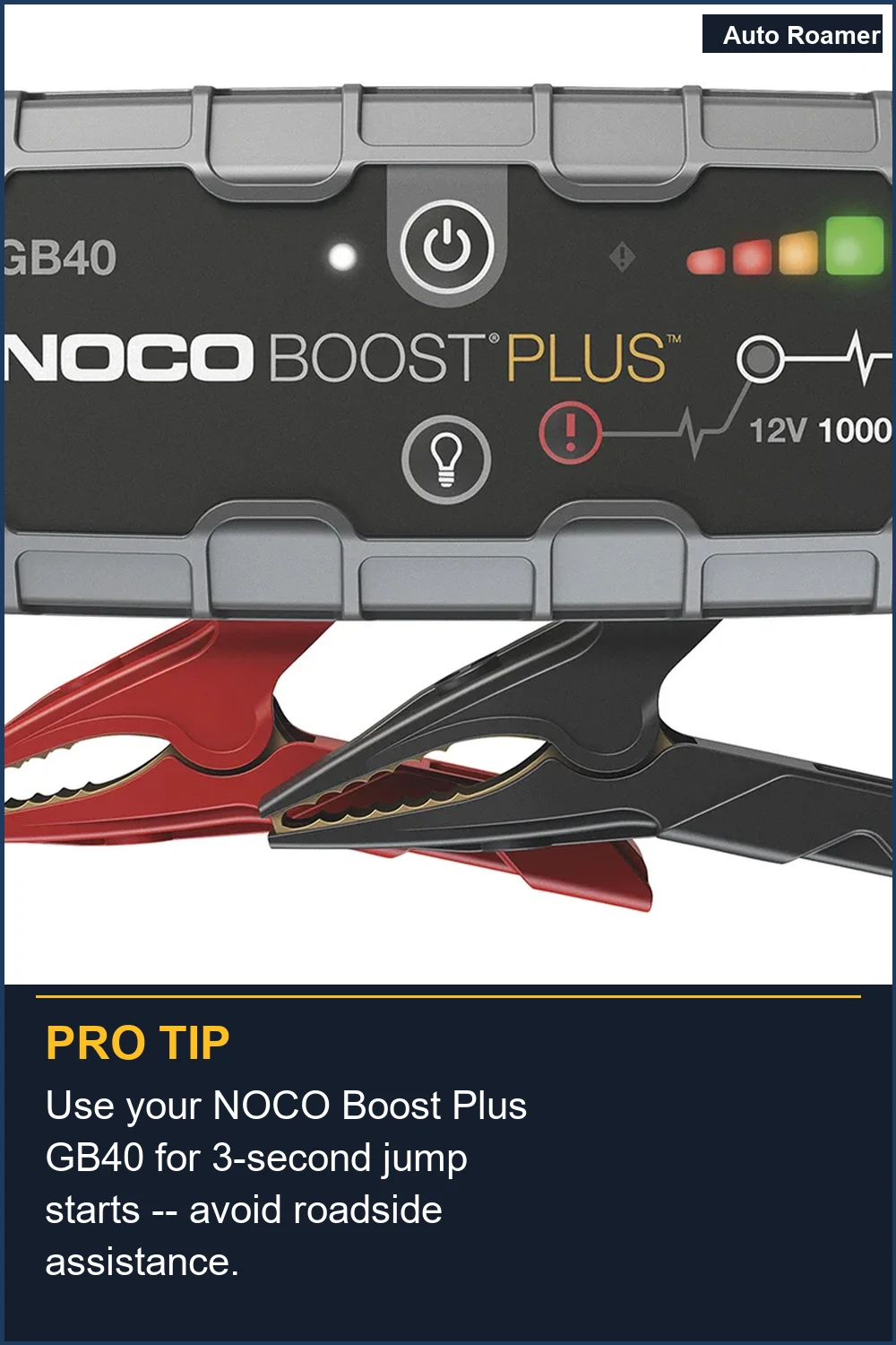 Use your NOCO Boost Plus GB40 for 3-second jump starts -- avoid roadside assistance.