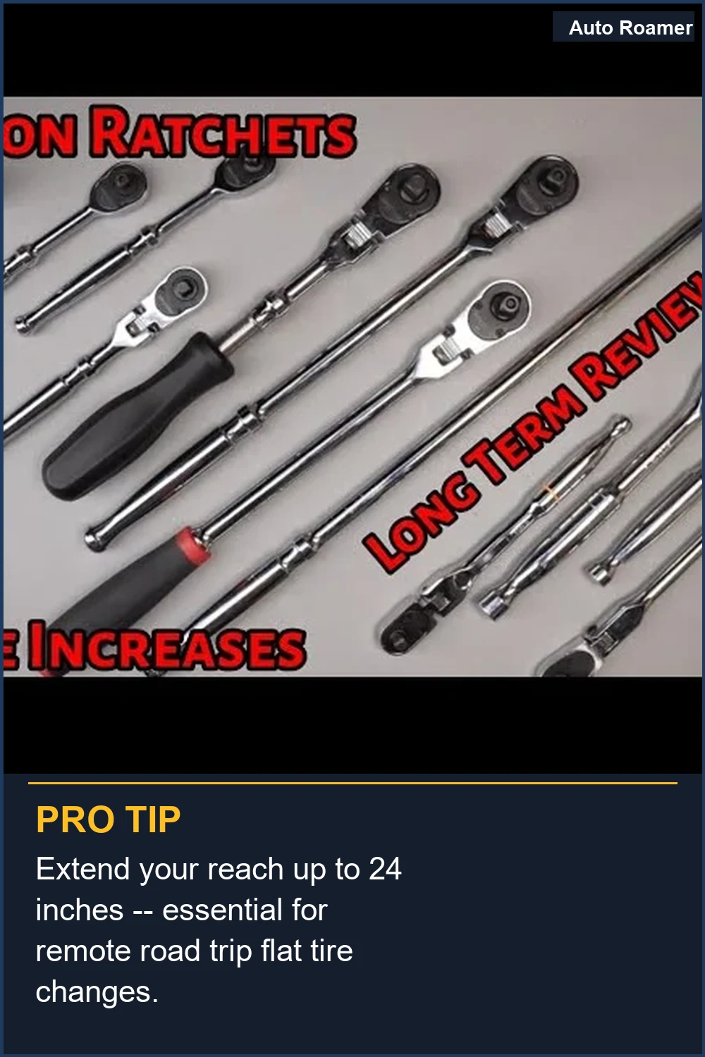 Extend your reach up to 24 inches -- essential for remote road trip flat tire changes.