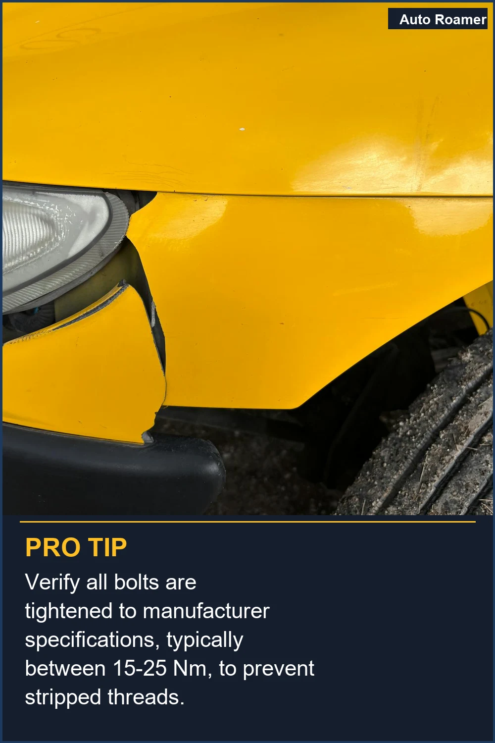 Verify all bolts are tightened to manufacturer specifications, typically between 15-25 Nm, to prevent stripped threads.