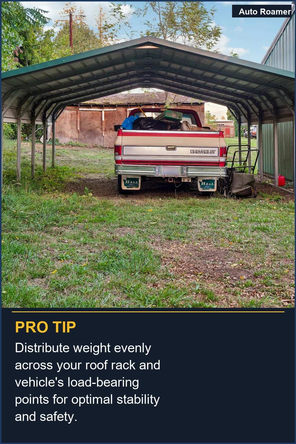 Distribute weight evenly across your roof rack and vehicle's load-bearing points for optimal stability and safety.