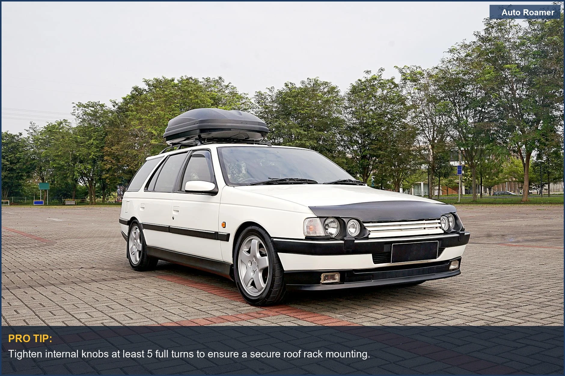 Properly install rooftop cargo box using internal mounting hardware for maximum security.