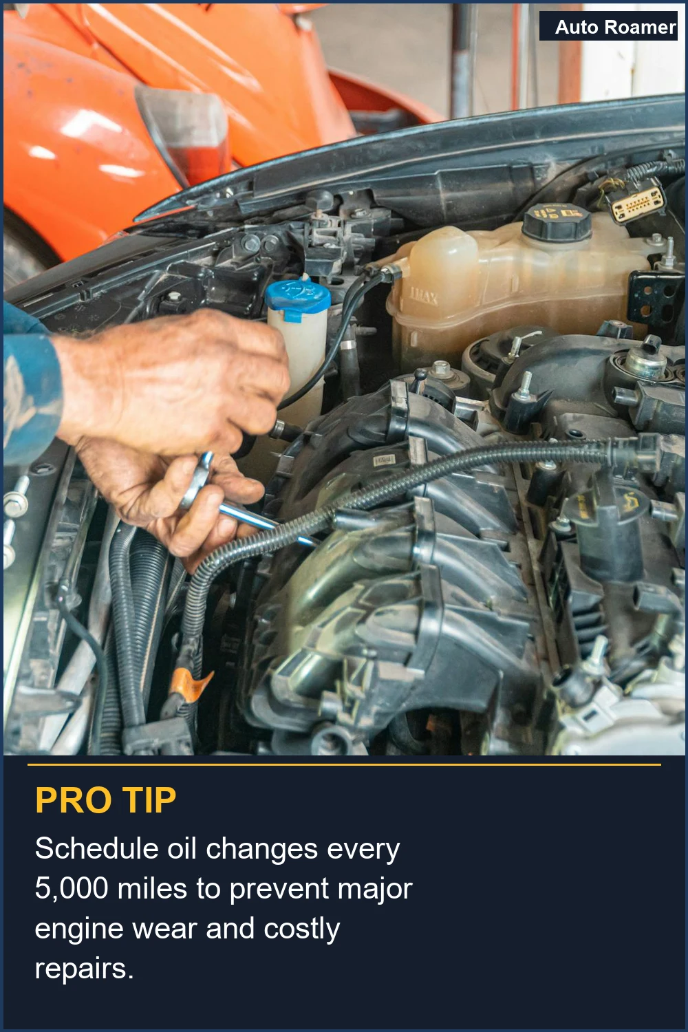Schedule oil changes every 5,000 miles to prevent major engine wear and costly repairs.