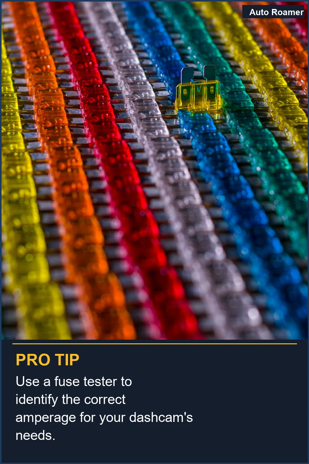 Use a fuse tester to identify the correct amperage for your dashcam's needs.