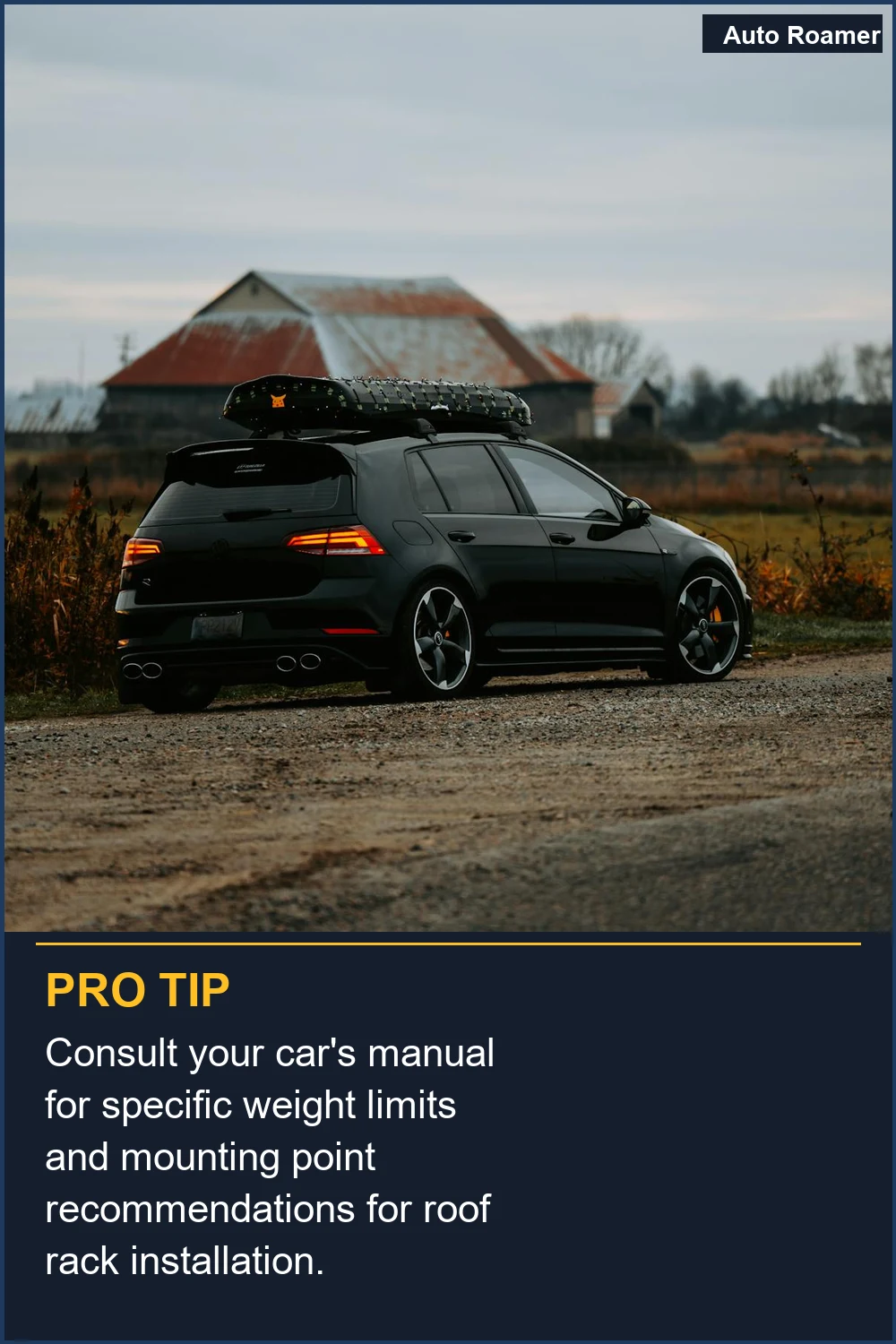 Consult your car's manual for specific weight limits and mounting point recommendations for roof rack installation.