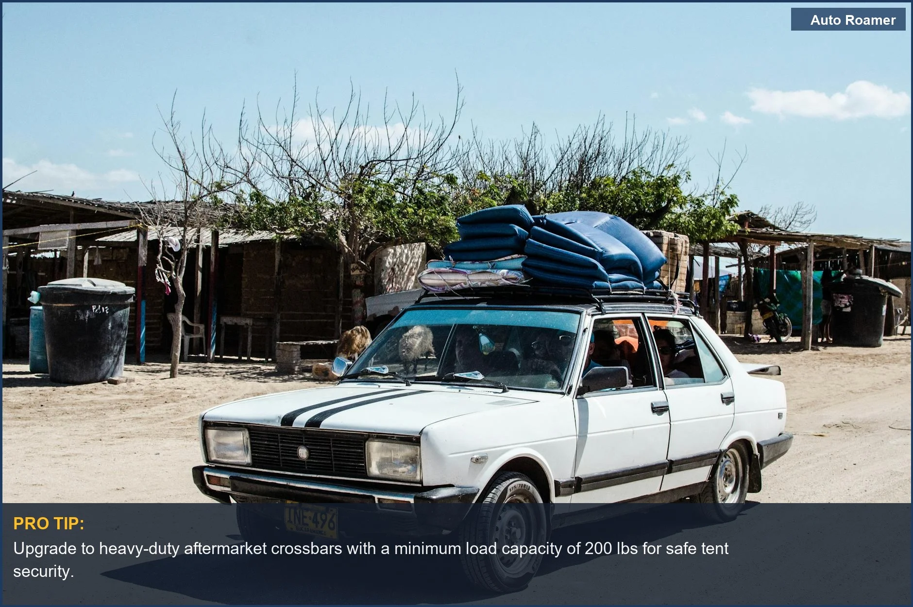 Subaru Forester with aftermarket crossbars, ready for mounting a rooftop tent for secure installation.