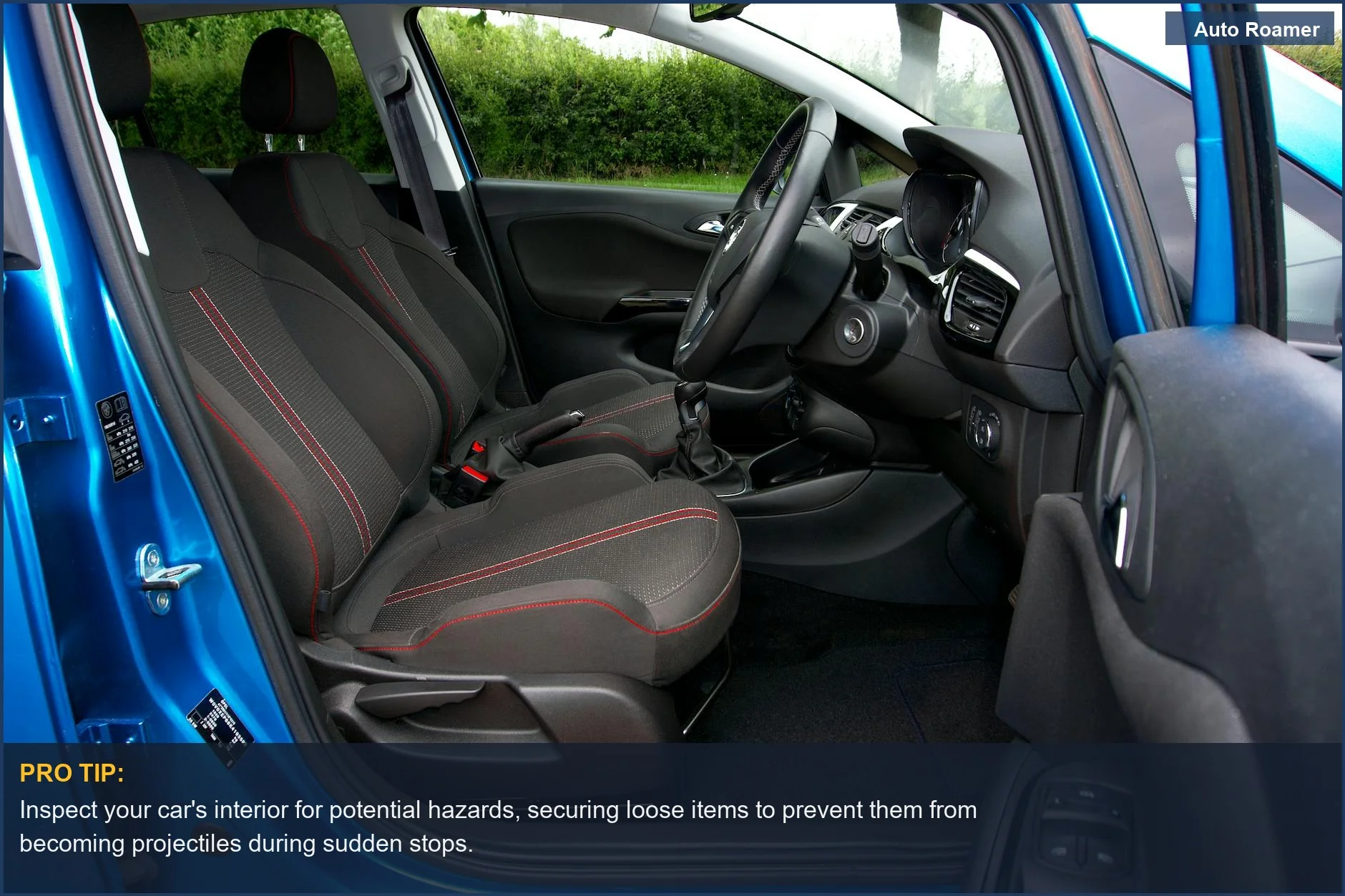 Modern car interior with advanced dashboard and comfortable black seats, emphasizing dog car safety features.