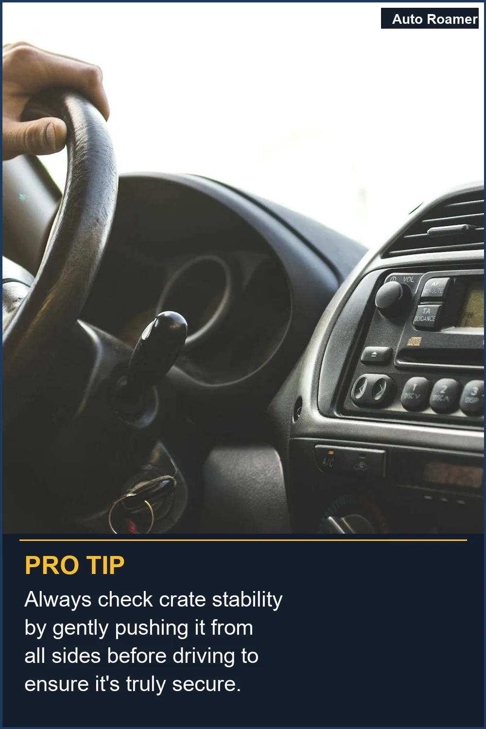Always check crate stability by gently pushing it from all sides before driving to ensure it's truly secure.