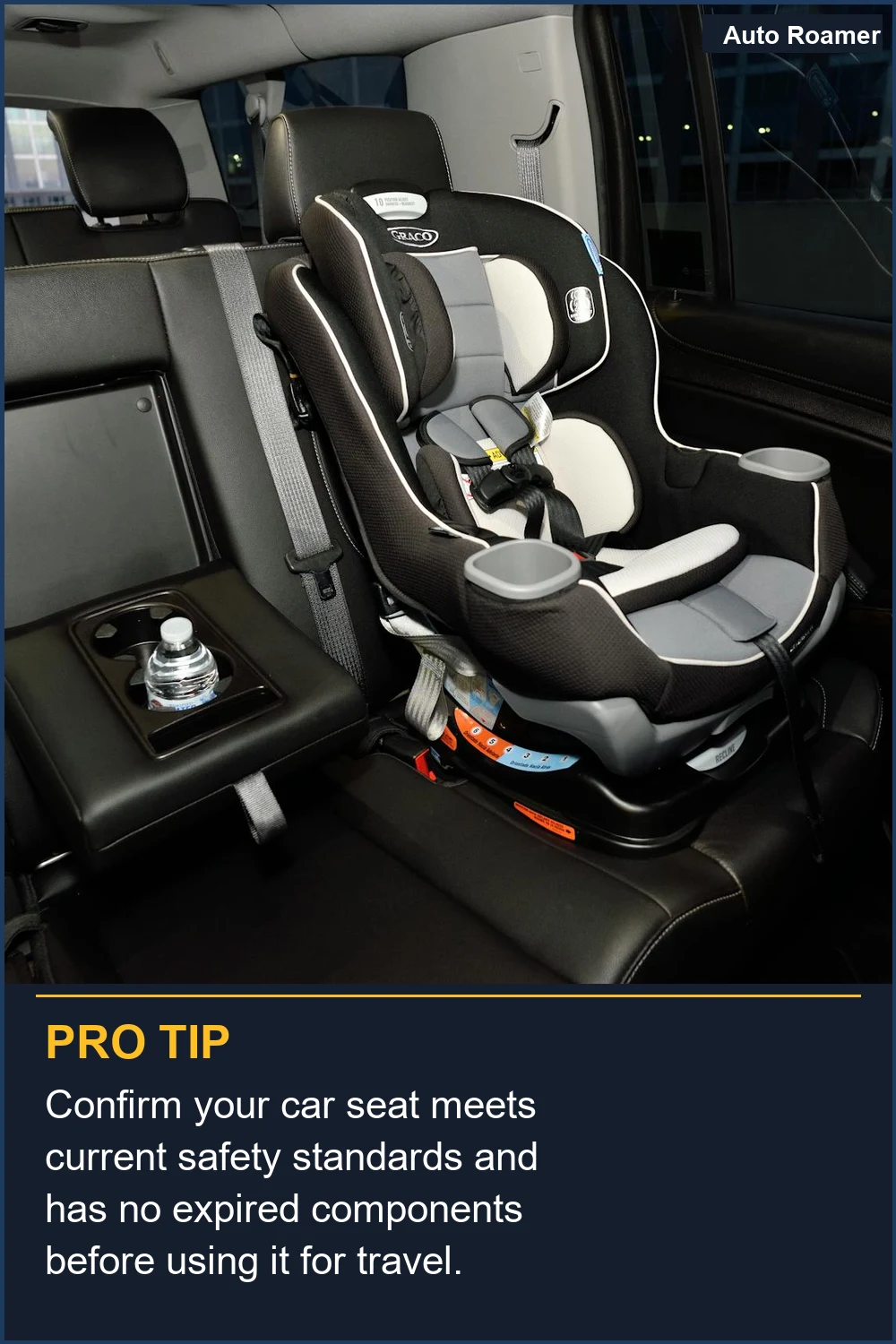 Confirm your car seat meets current safety standards and has no expired components before using it for travel.