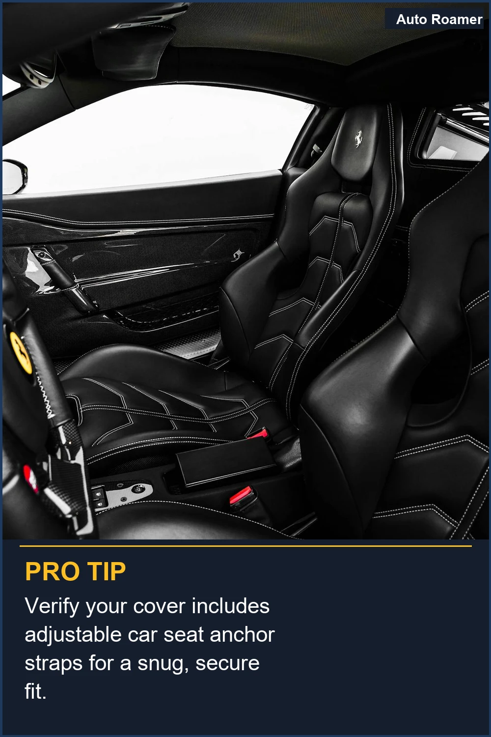Verify your cover includes adjustable car seat anchor straps for a snug, secure fit.