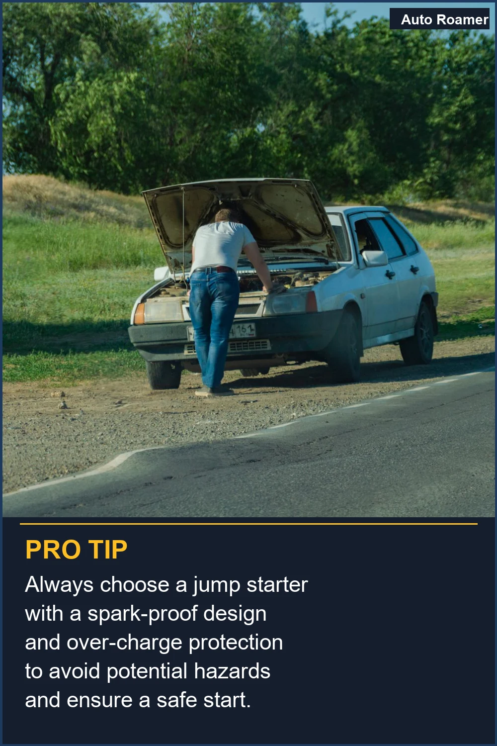 Always choose a jump starter with a spark-proof design and over-charge protection to avoid potential hazards and ensure a safe start.
