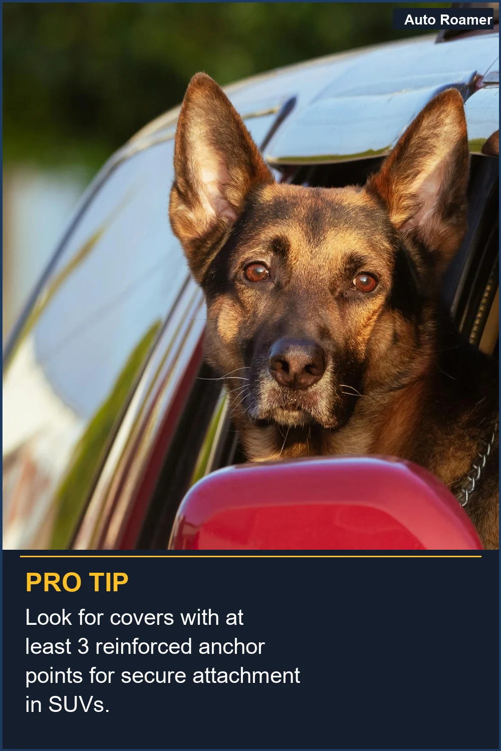 Look for covers with at least 3 reinforced anchor points for secure attachment in SUVs.