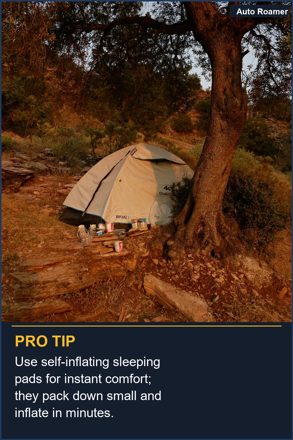 Use self-inflating sleeping pads for instant comfort; they pack down small and inflate in minutes.