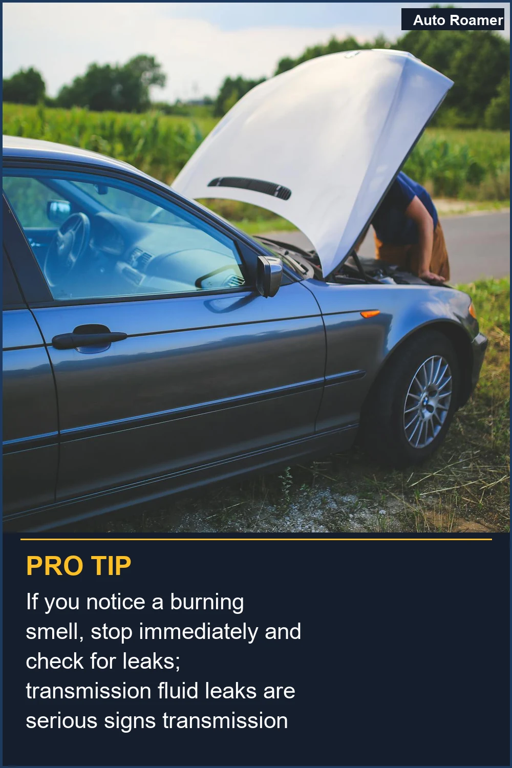 Si notas un olor a quemado, detente inmediatamente y busca fugas; las fugas de líquido de transmisión son signos graves de que la transmisión necesita líquido.