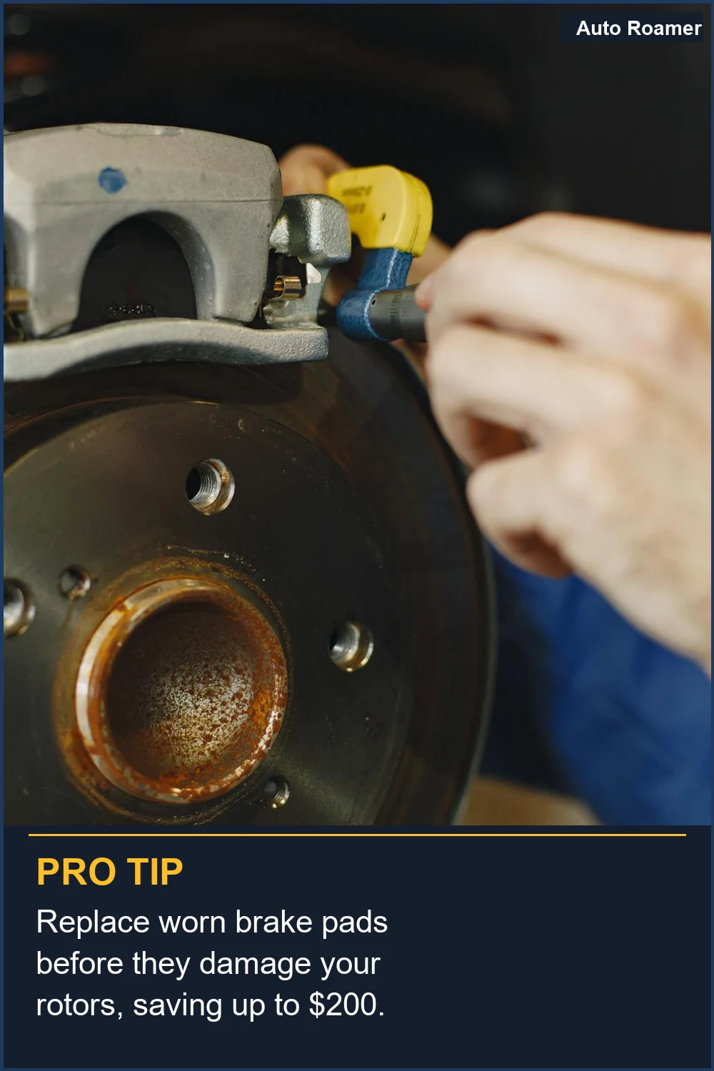 Replace worn brake pads before they damage your rotors, saving up to $200.