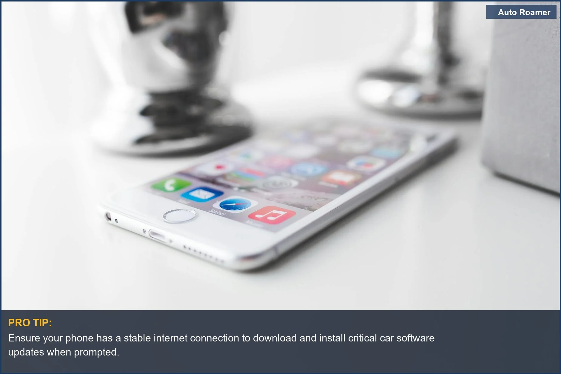 Modern smartphone displaying car apps, highlighting the digital nature of car software updates.