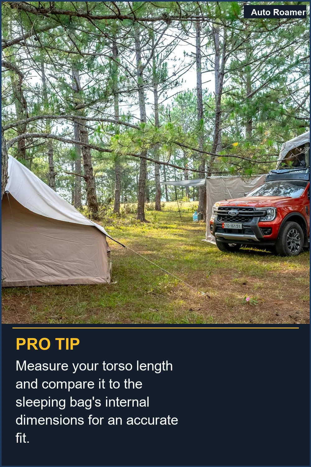 Measure your torso length and compare it to the sleeping bag's internal dimensions for an accurate fit.