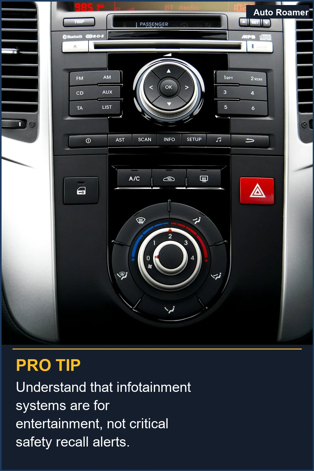Understand that infotainment systems are for entertainment, not critical safety recall alerts.